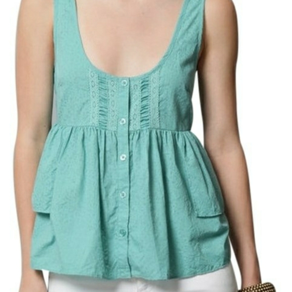 Free People Tops - Free People Romance peplum tank teal size M